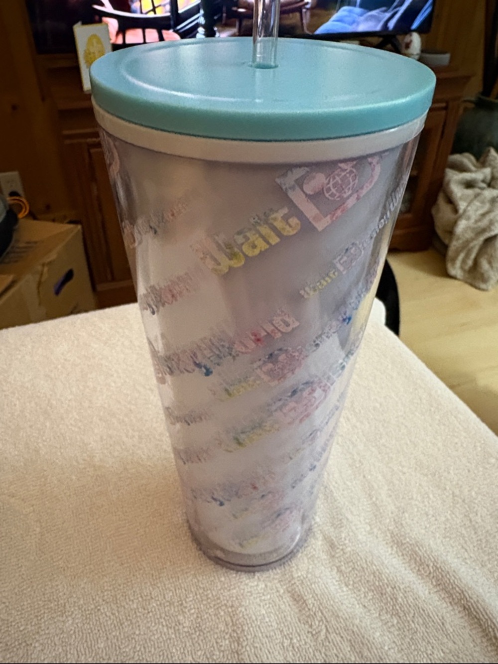 Disney Clear Tumbler with Purple Lid and Pink Accent